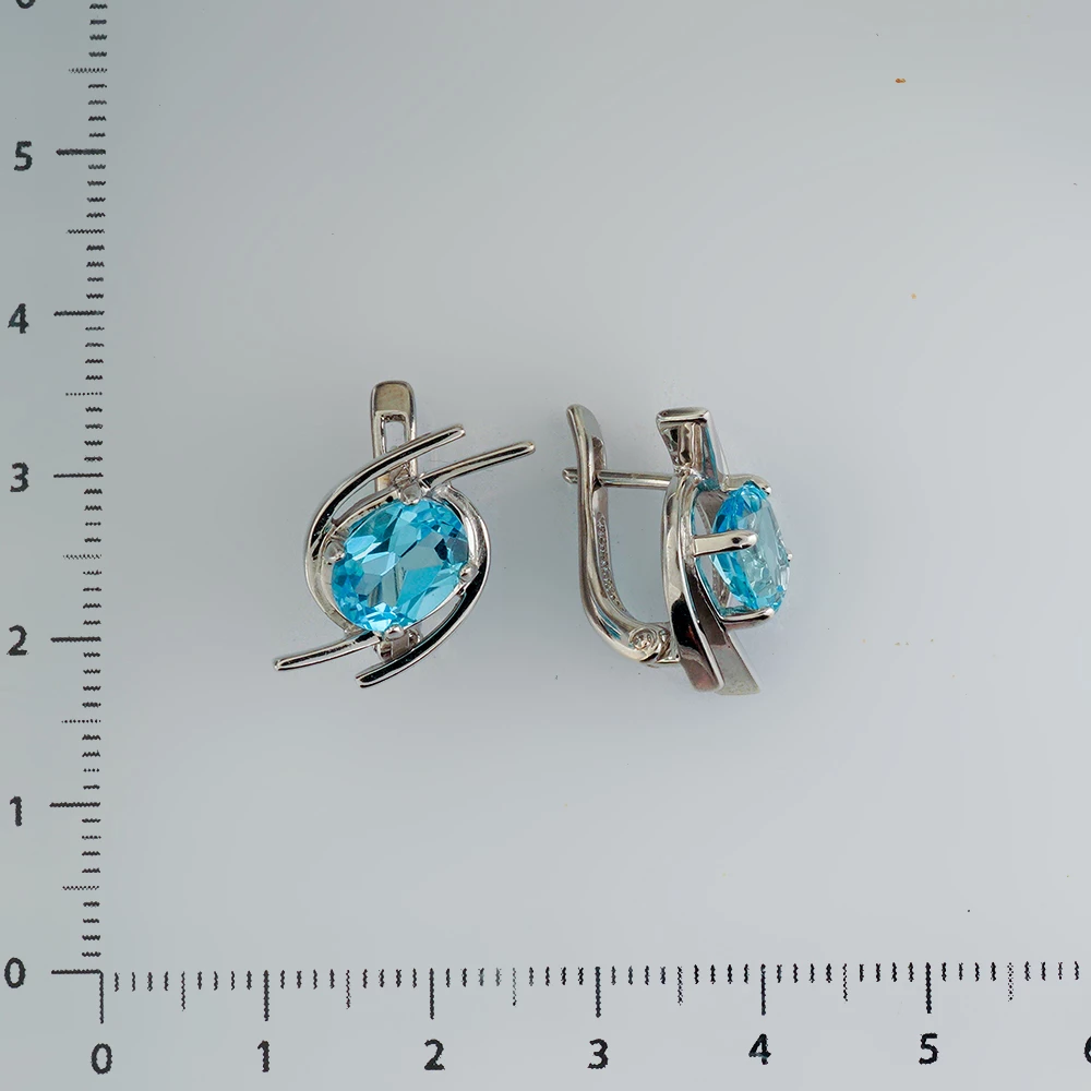 Серьги с топазом из белого золота 585 пробы