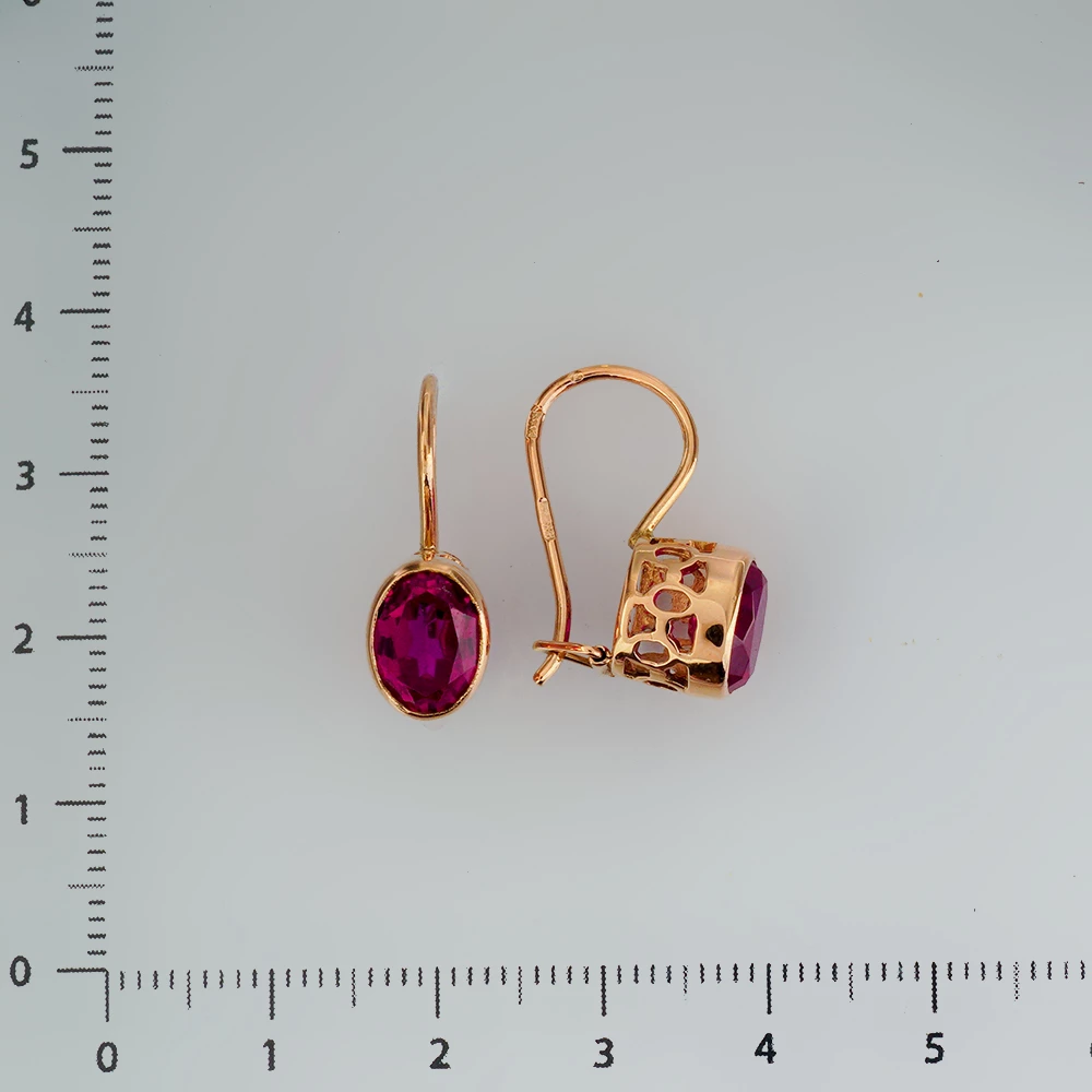 Серьги с фианитом из красного золота 583 пробы
