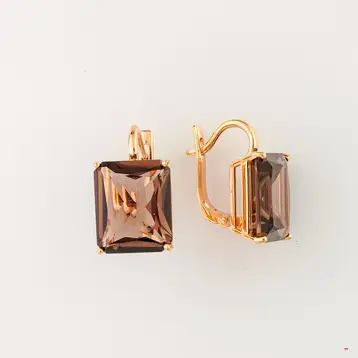 Серьги с раух-топазом из красного золота 585 пробы