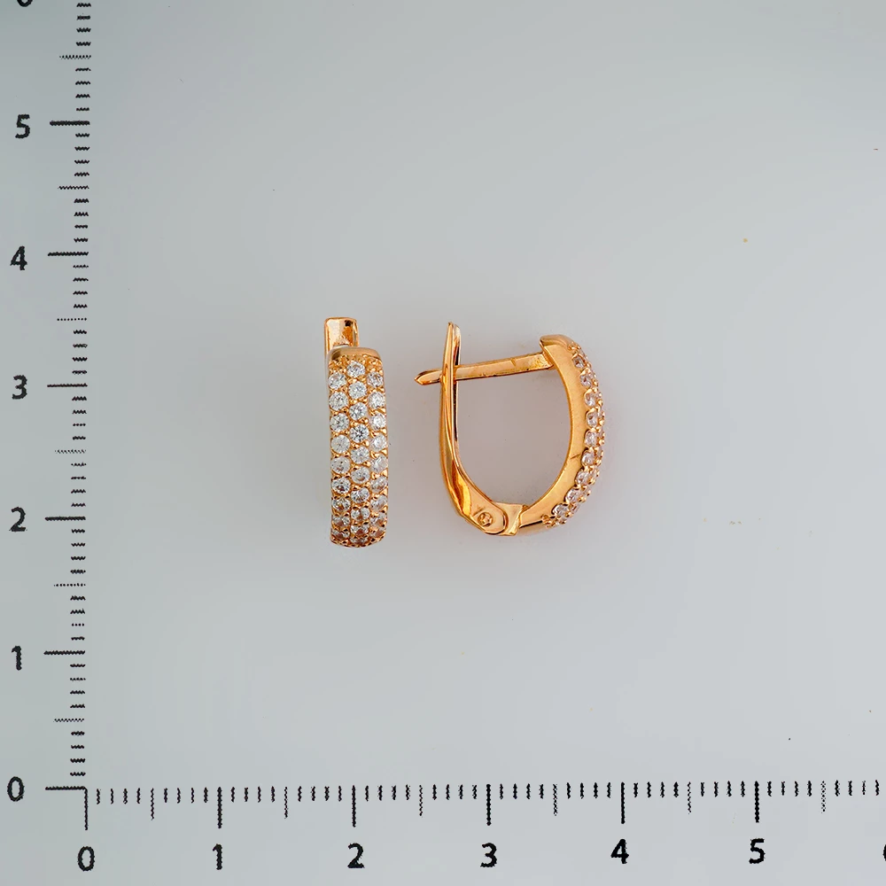 Серьги с фианитом из красного золота 585 пробы