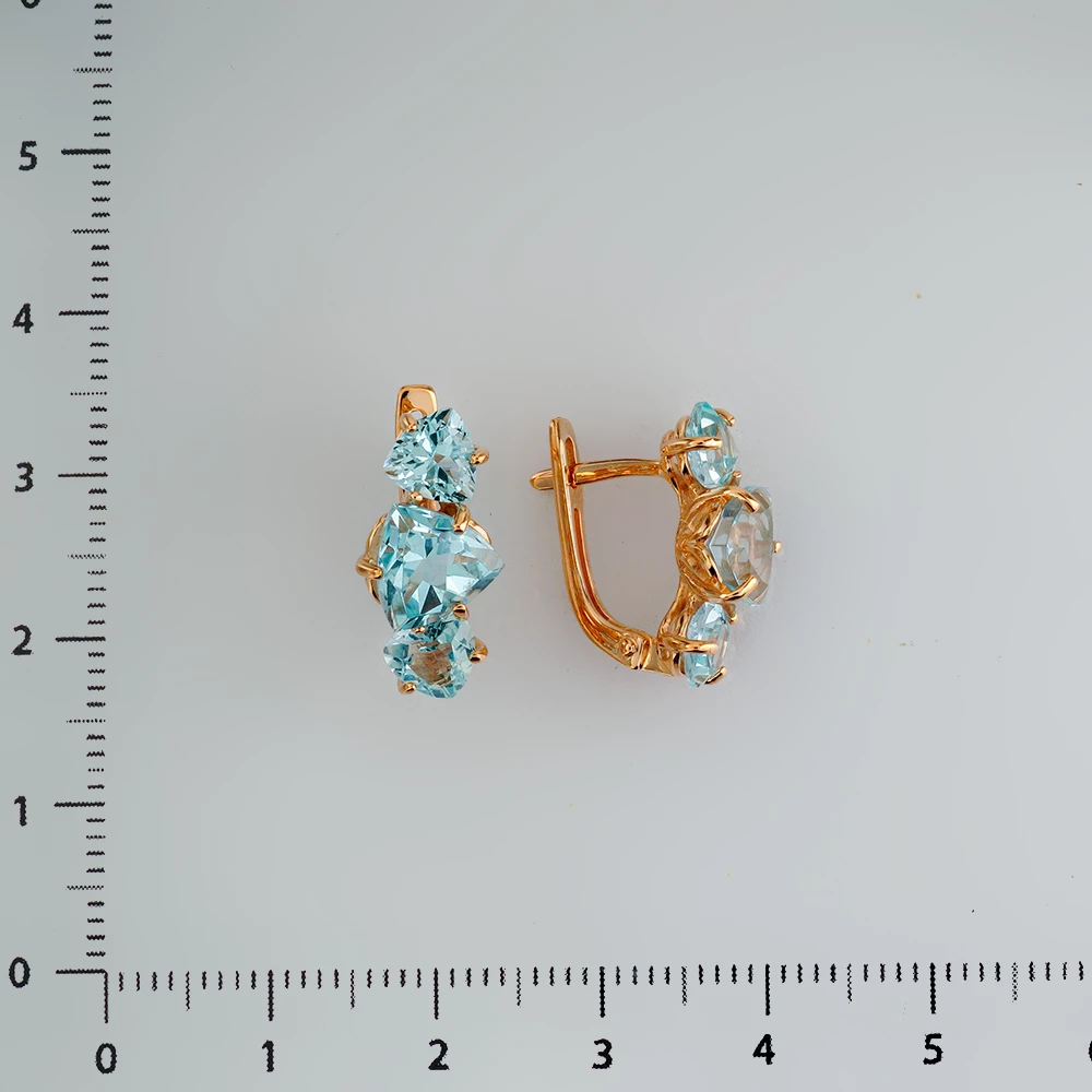 Серьги с топазом из красного золота 585 пробы