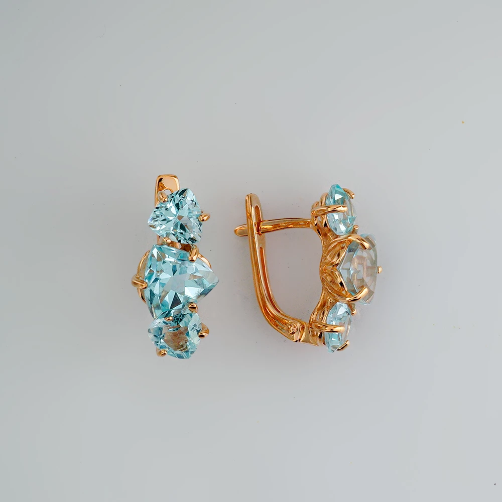 Серьги с топазом из красного золота 585 пробы