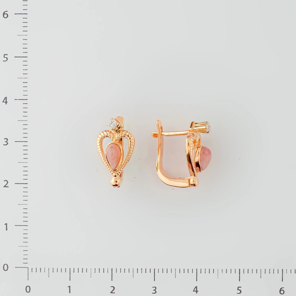 Серьги с агатом из красного золота 585 пробы