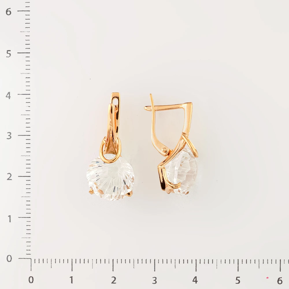 Серьги с фианитом из красного золота 375 пробы