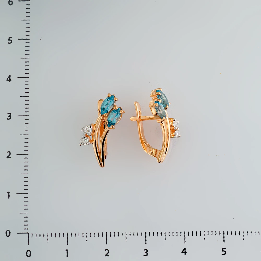 Серьги с топазом из красного золота 585 пробы
