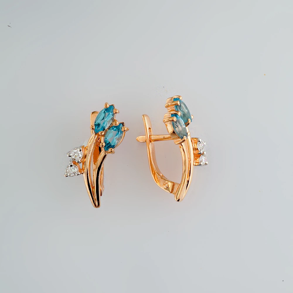 Серьги с топазом из красного золота 585 пробы