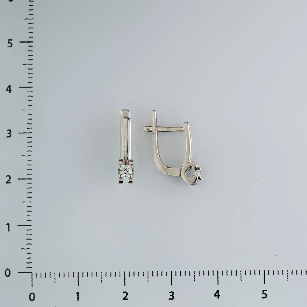 Серьги с бриллиантом из белого золота 585 пробы