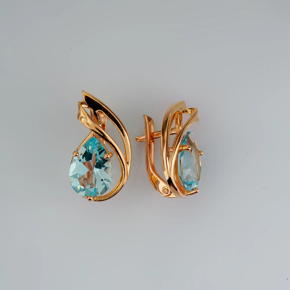 Серьги с топазом из красного золота 585 пробы