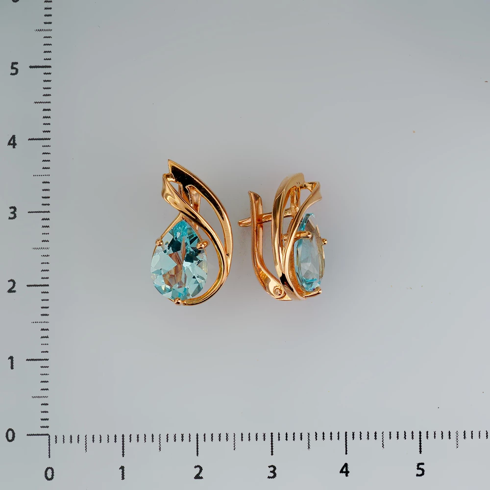 Серьги с топазом из красного золота 585 пробы