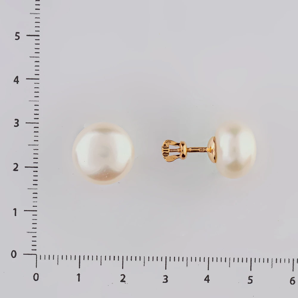 Серьги с культивированным жемчугом из красного золота 585 пробы