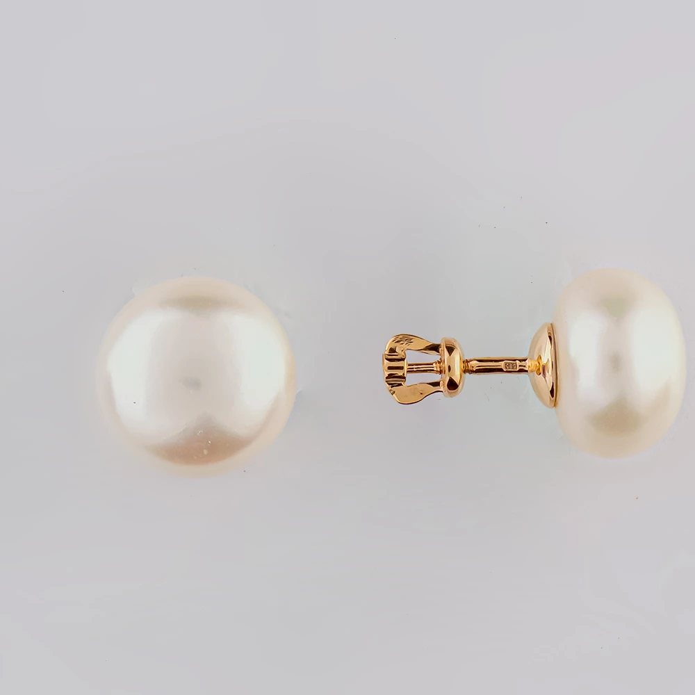 Серьги с культивированным жемчугом из красного золота 585 пробы