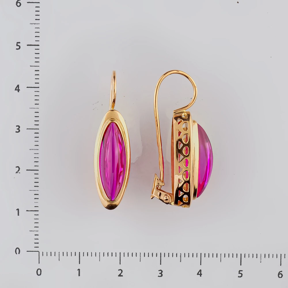 Серьги с фианитом из красного золота 583 пробы