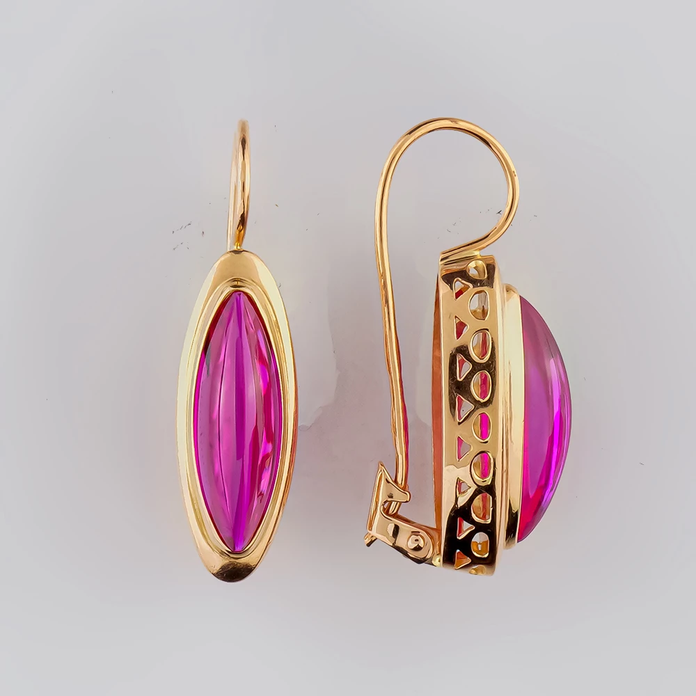 Серьги с фианитом из красного золота 583 пробы