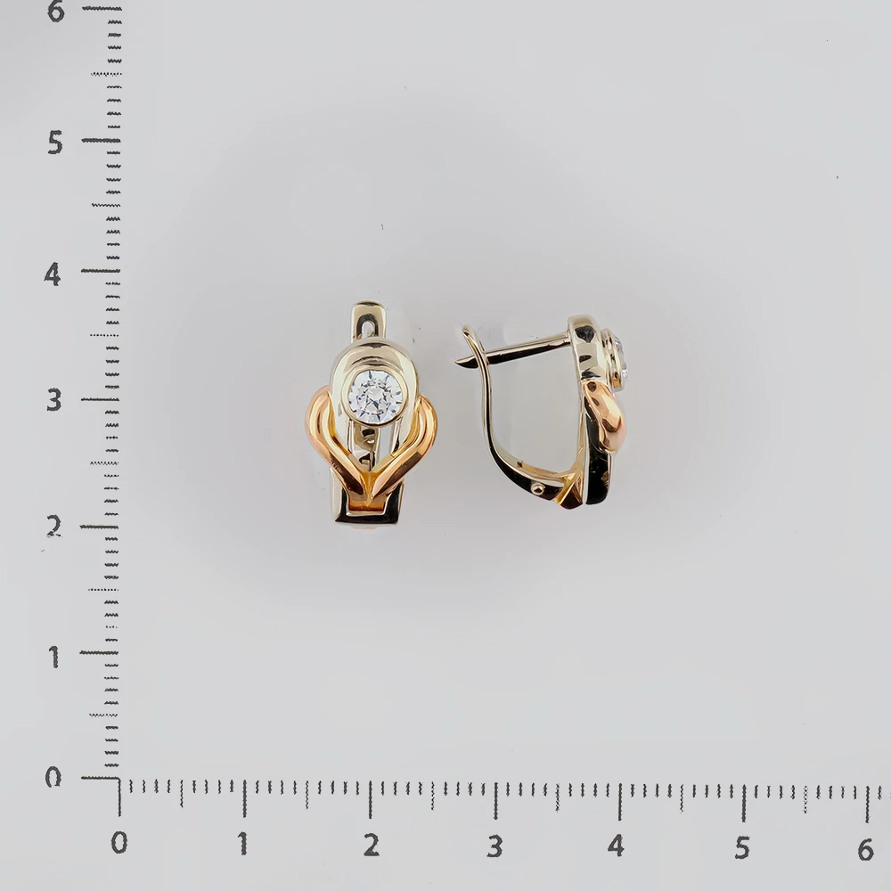 Серьги с фианитом из белого золота 585 пробы