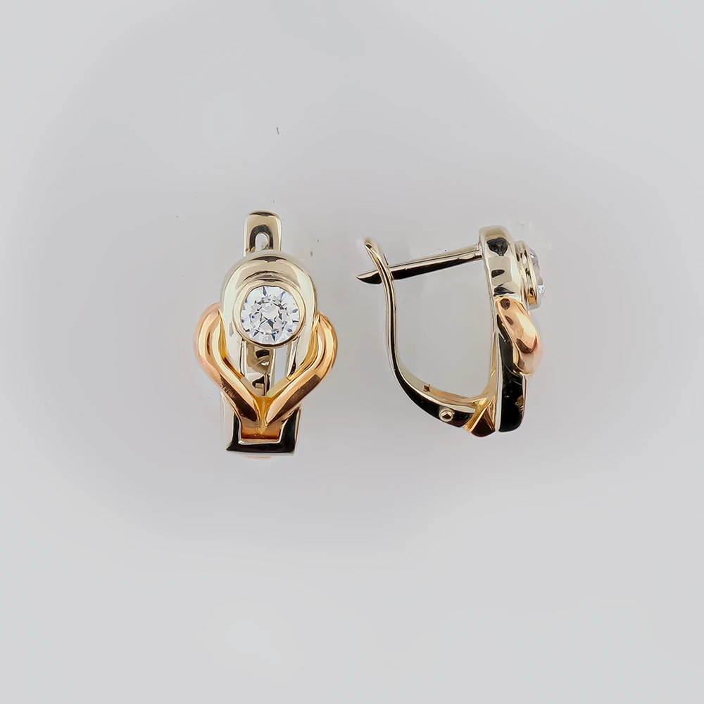 Серьги с фианитом из белого золота 585 пробы