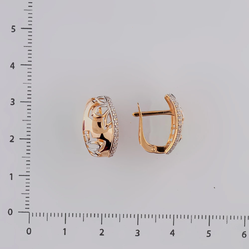 Серьги с фианитом из красного золота 585 пробы