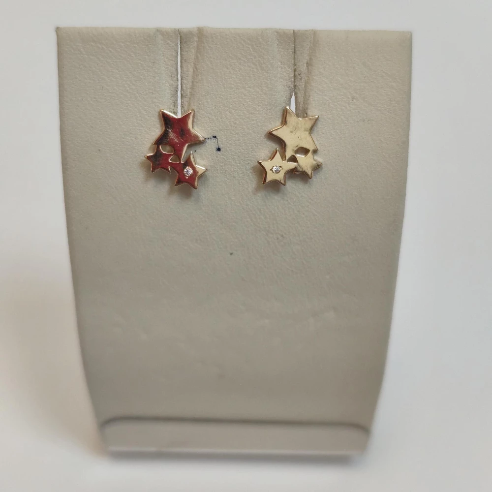 Серьги с фианитом из красного золота 585 пробы