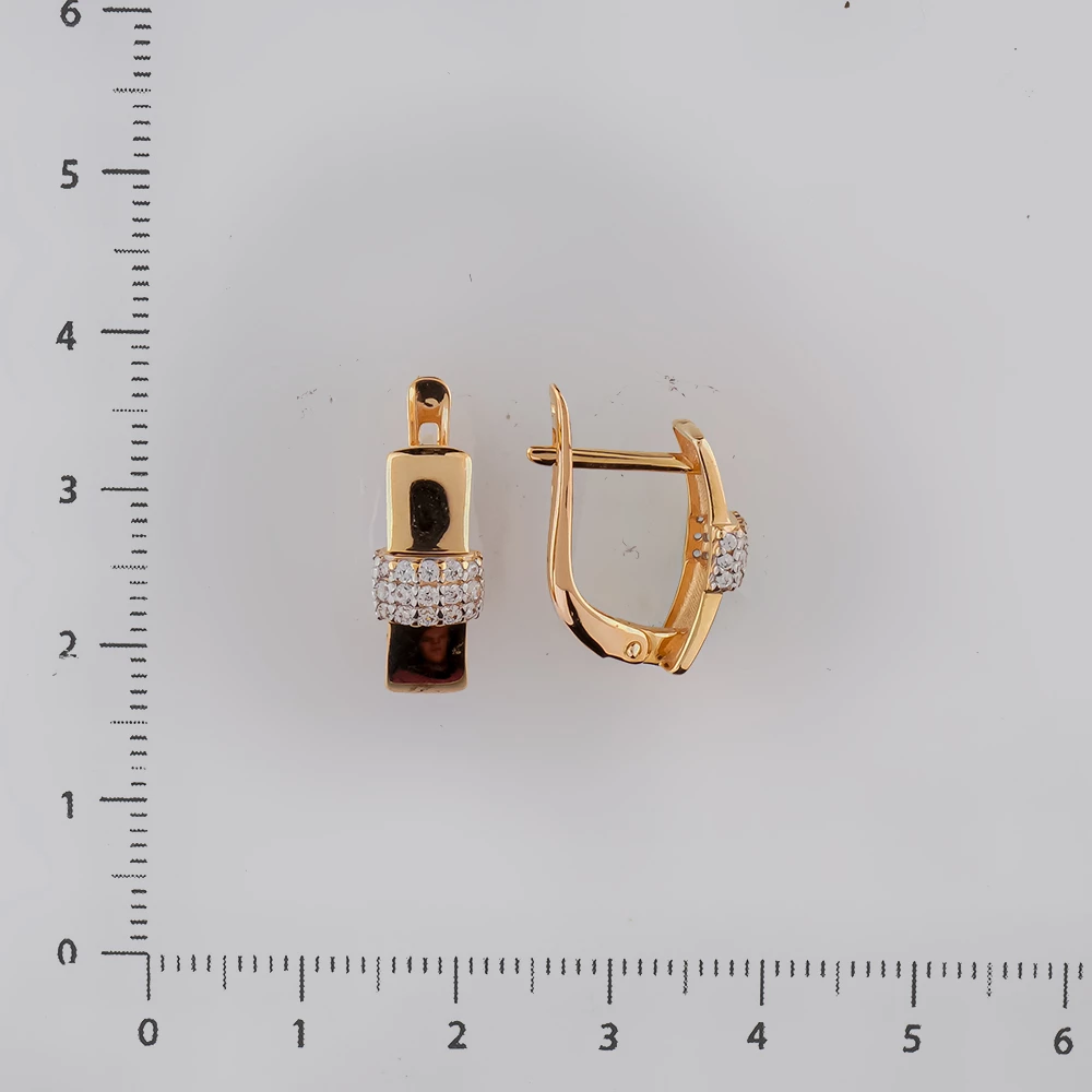 Серьги с фианитом из красного золота 585 пробы