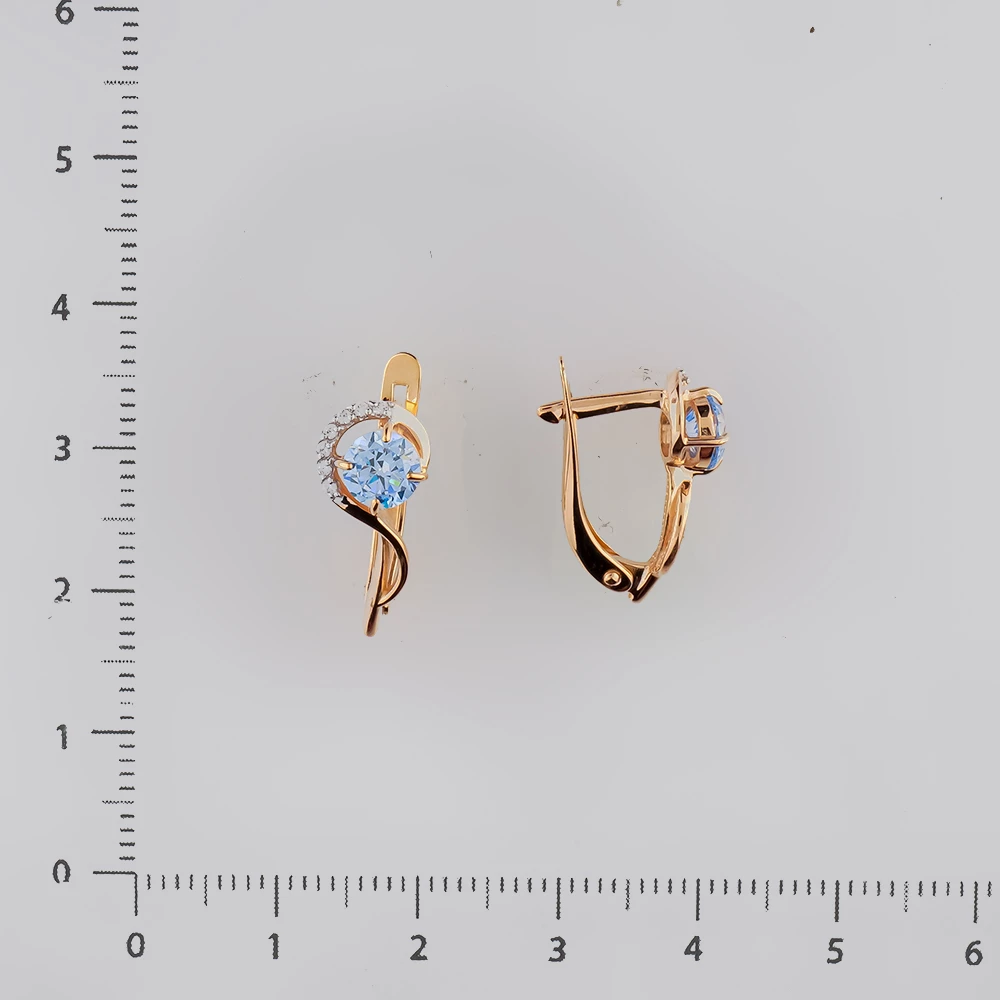 Серьги с фианитом из красного золота 585 пробы