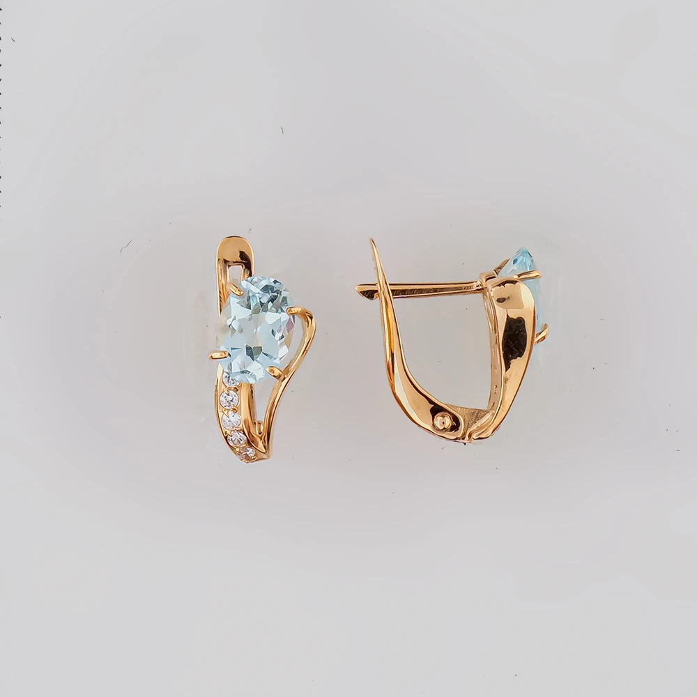 Серьги с топазом из красного золота 585 пробы