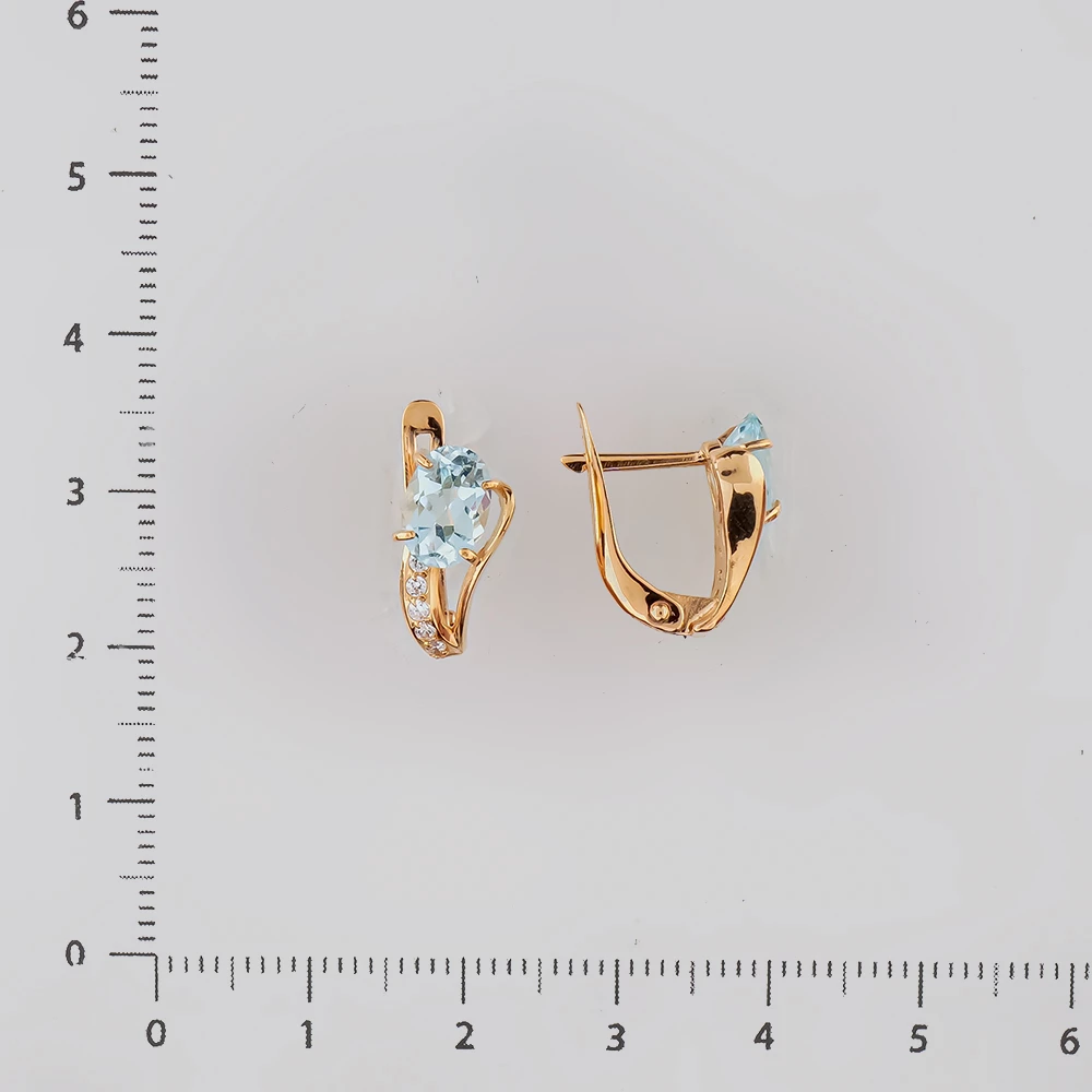 Серьги с топазом из красного золота 585 пробы