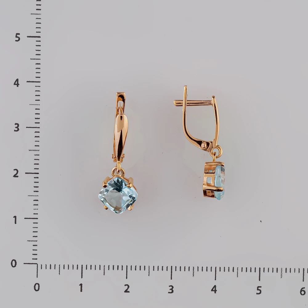 Серьги с топазом из красного золота 585 пробы