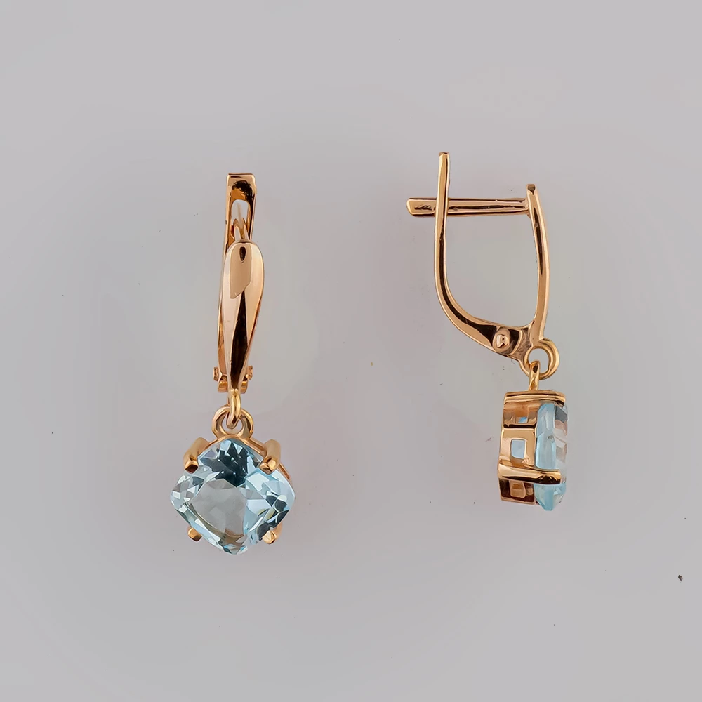Серьги с топазом из красного золота 585 пробы