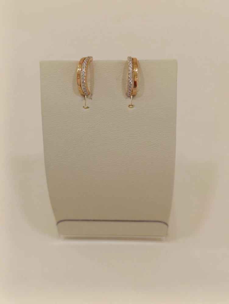 Серьги с фианитом из красного золота 585 пробы