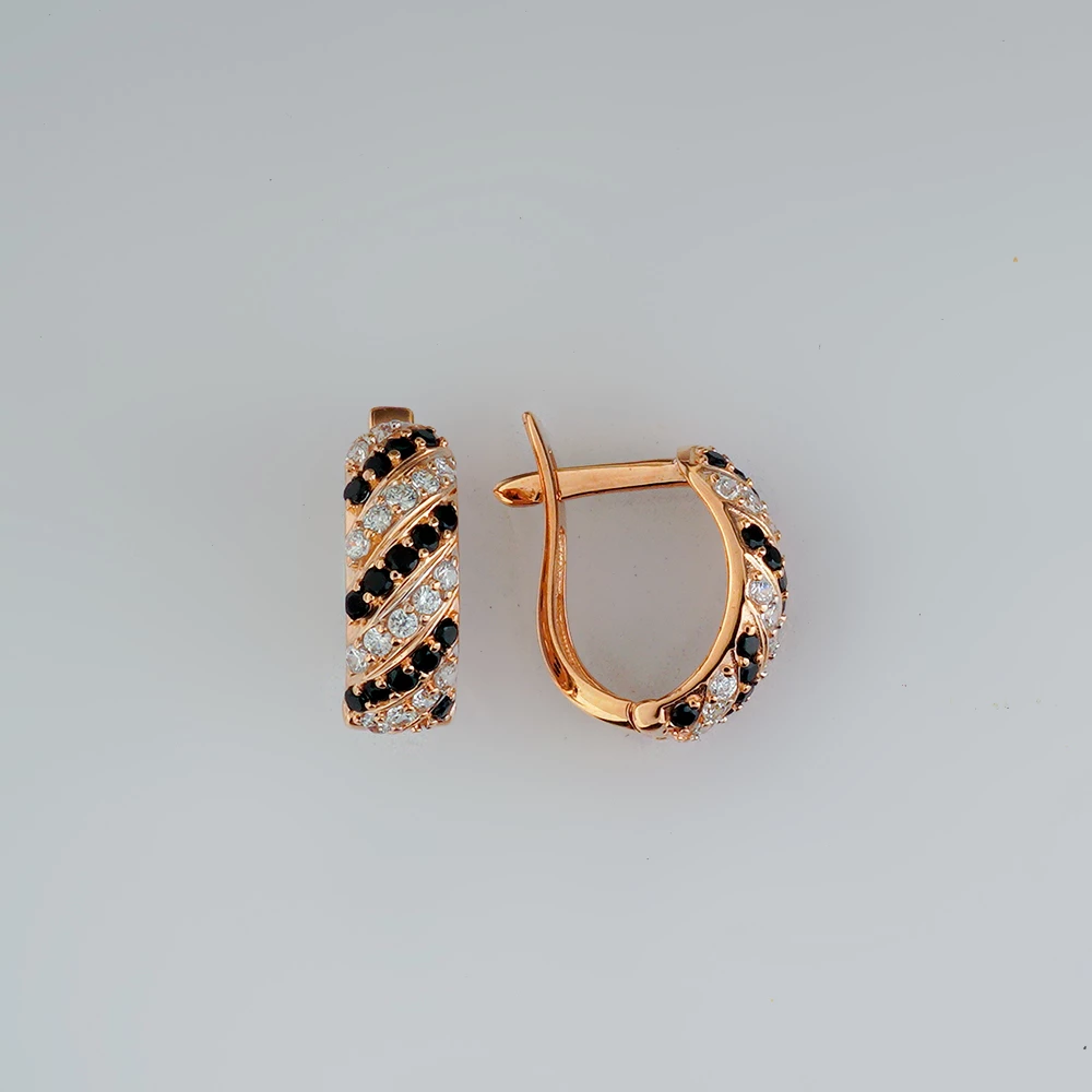 Серьги с фианитом из красного золота 585 пробы