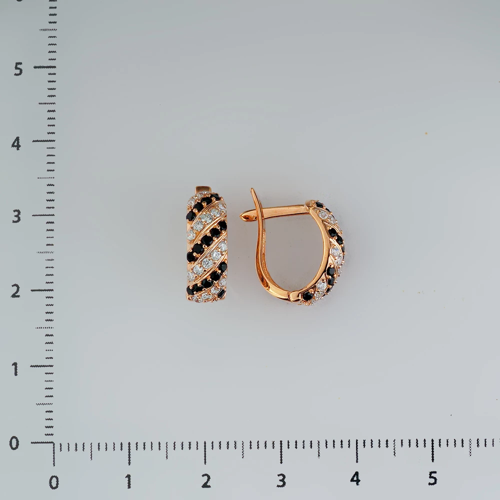 Серьги с фианитом из красного золота 585 пробы