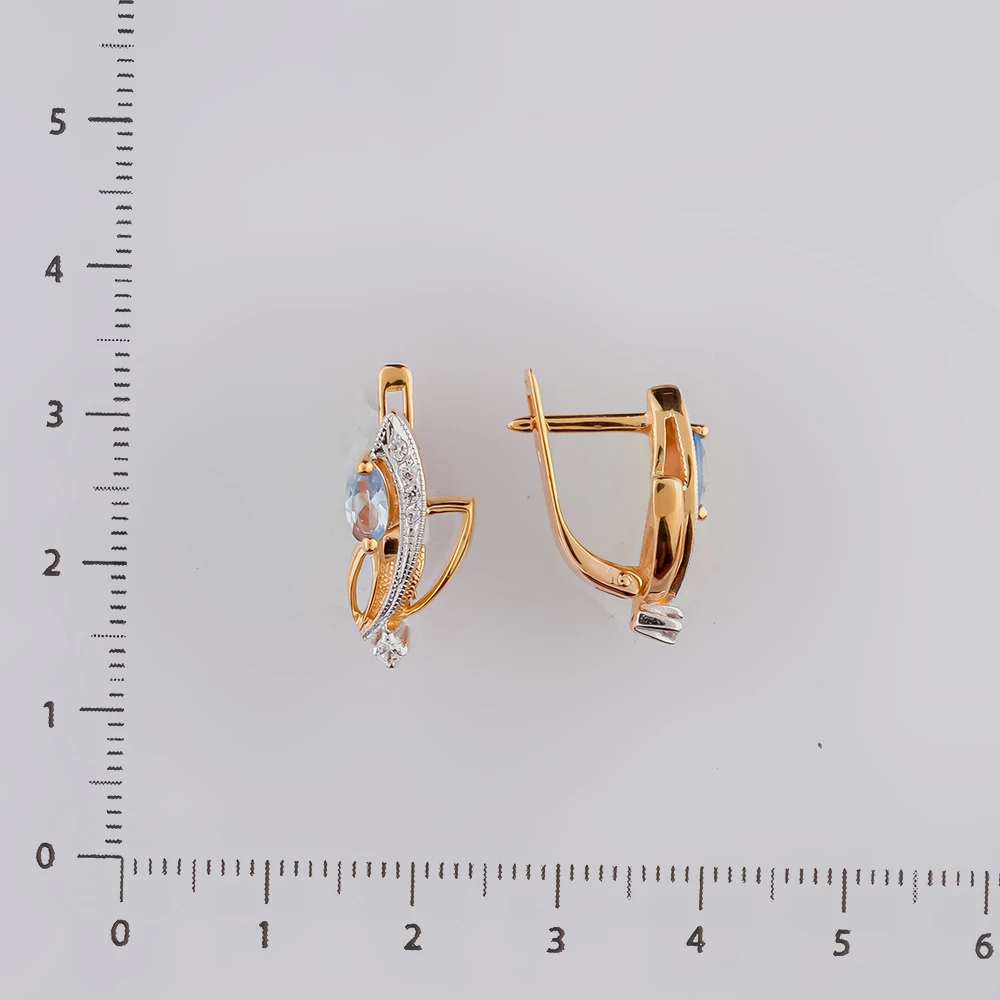 Серьги с топазом из красного золота 585 пробы