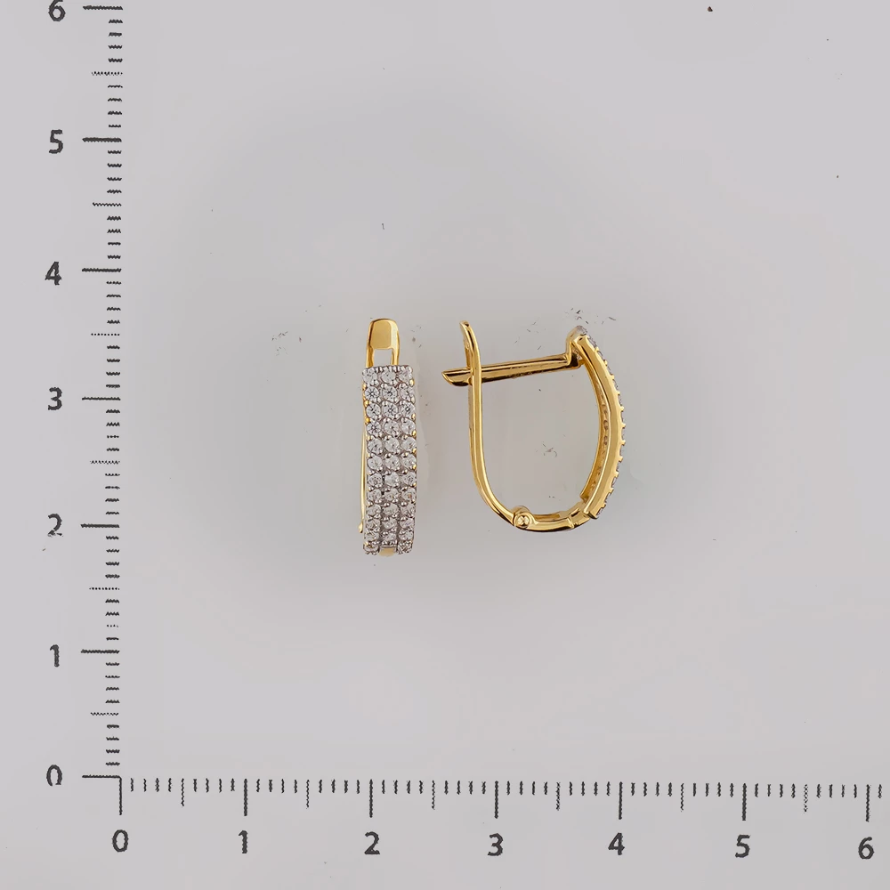 Серьги с фианитом из желтого золота 585 пробы