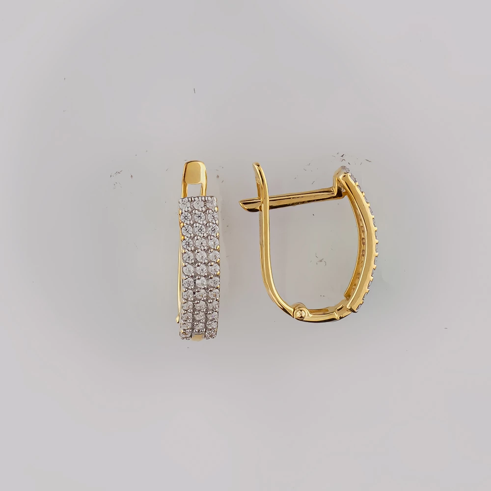 Серьги с фианитом из желтого золота 585 пробы