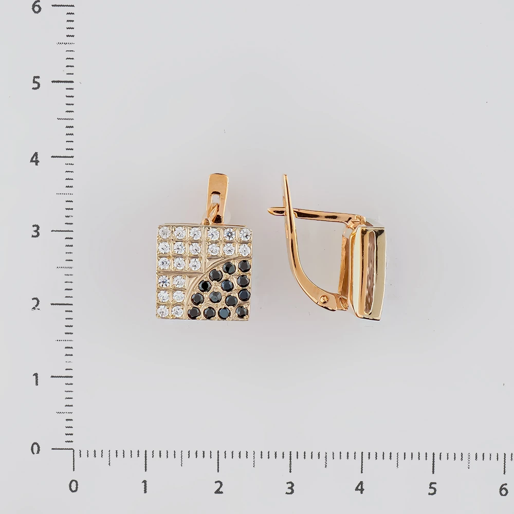 Серьги с фианитом из красного золота 585 пробы