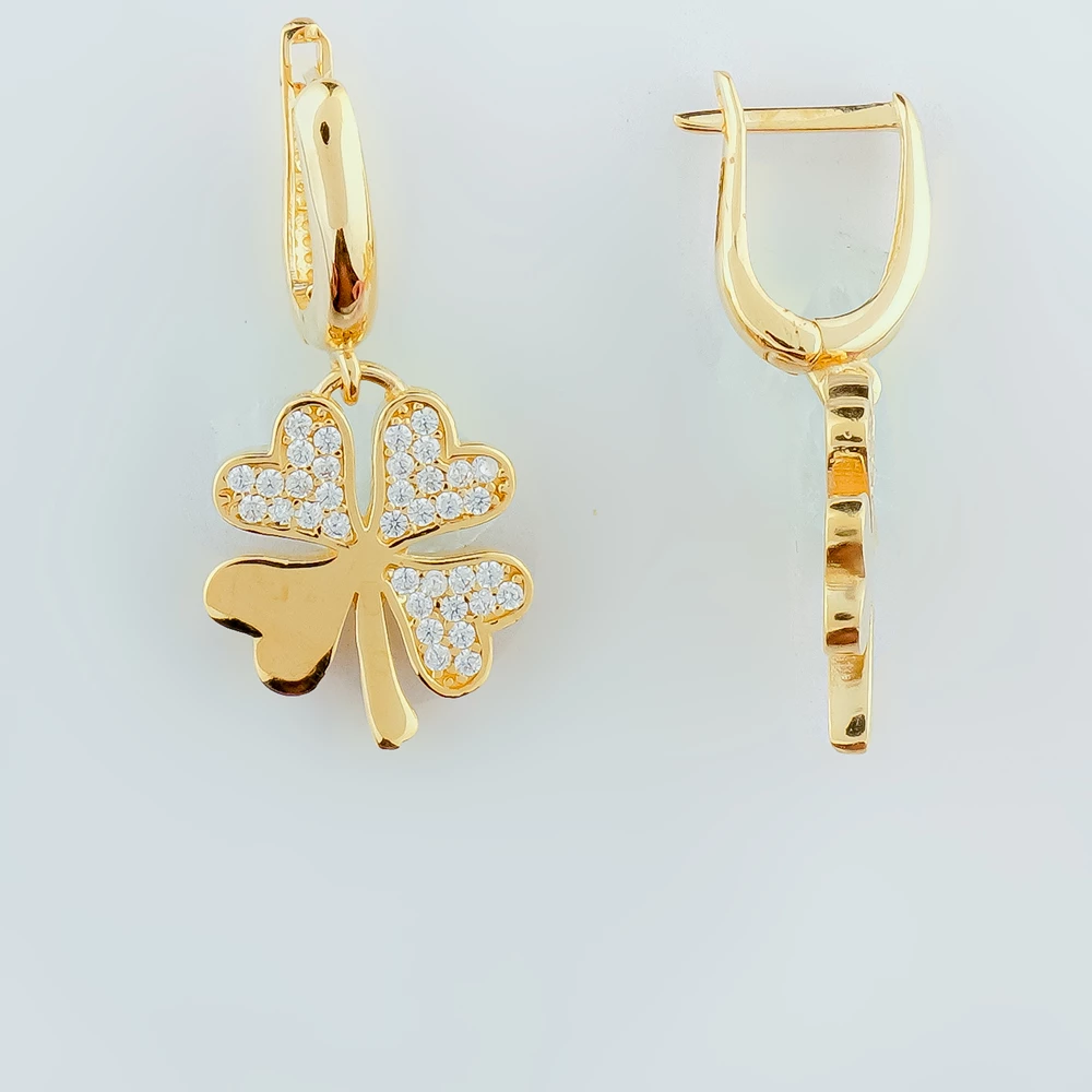 Серьги с фианитом из желтого золота 585 пробы