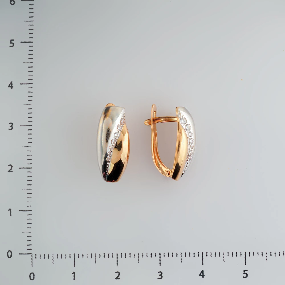 Серьги с фианитом из красного золота 585 пробы