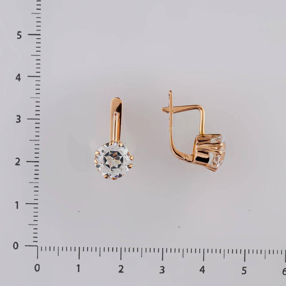 Серьги с фианитом из красного золота 583 пробы