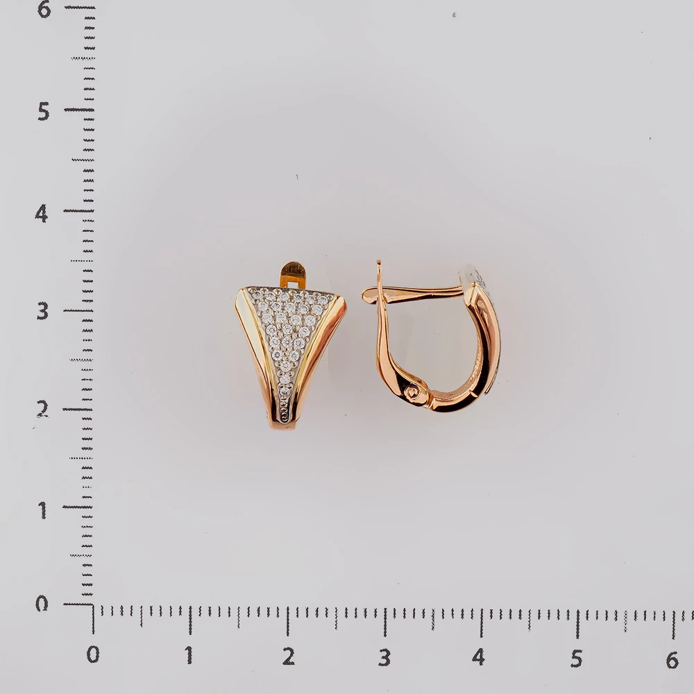 Серьги с фианитом из красного золота 585 пробы