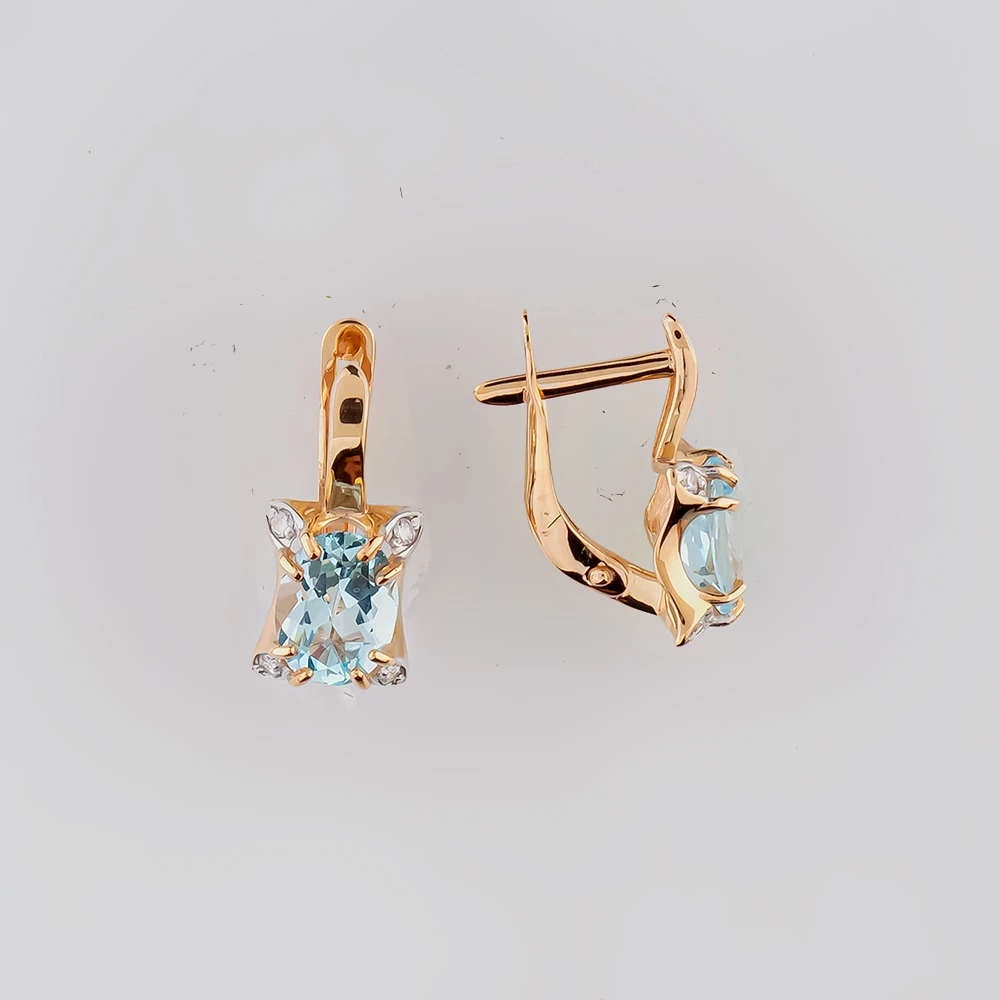 Серьги с топазом из красного золота 585 пробы