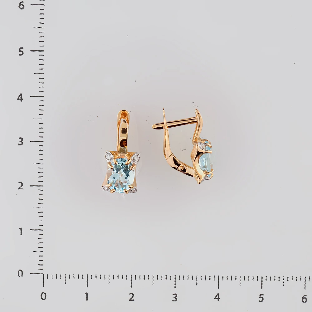 Серьги с топазом из красного золота 585 пробы