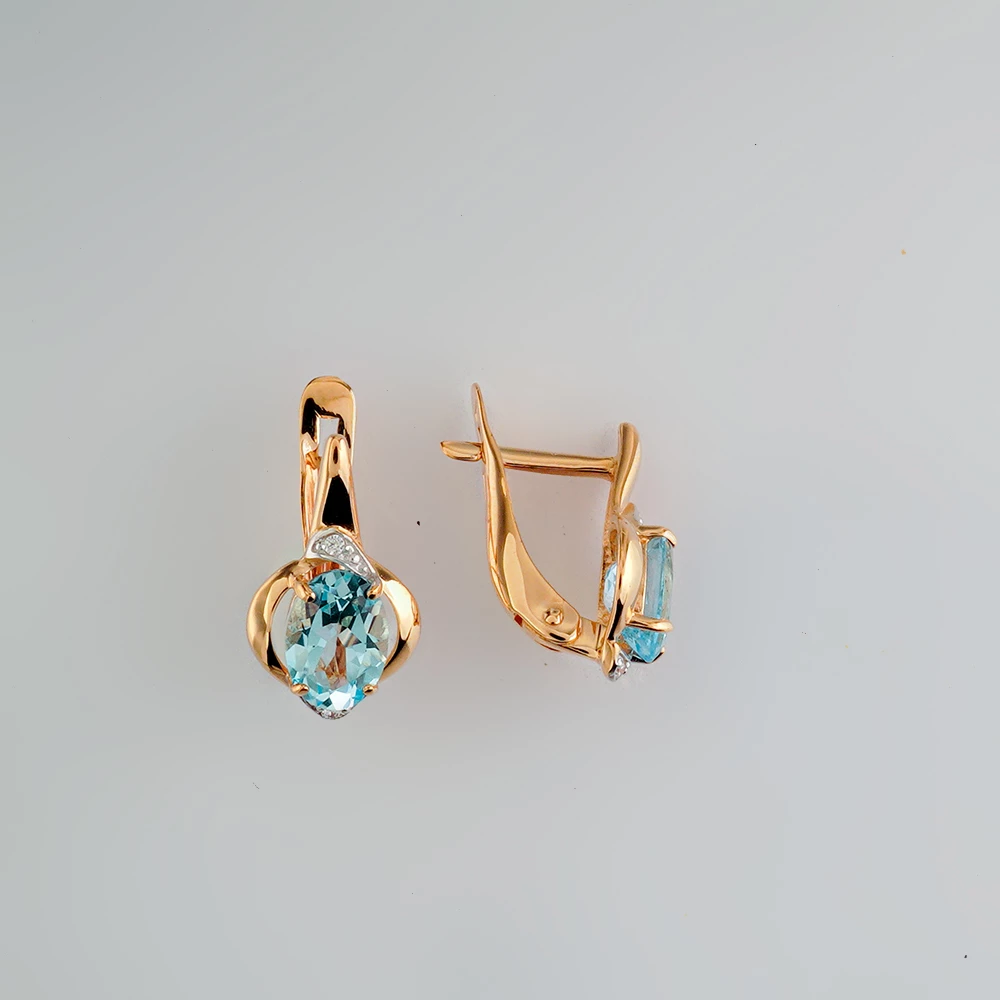 Серьги с топазом из красного золота 585 пробы