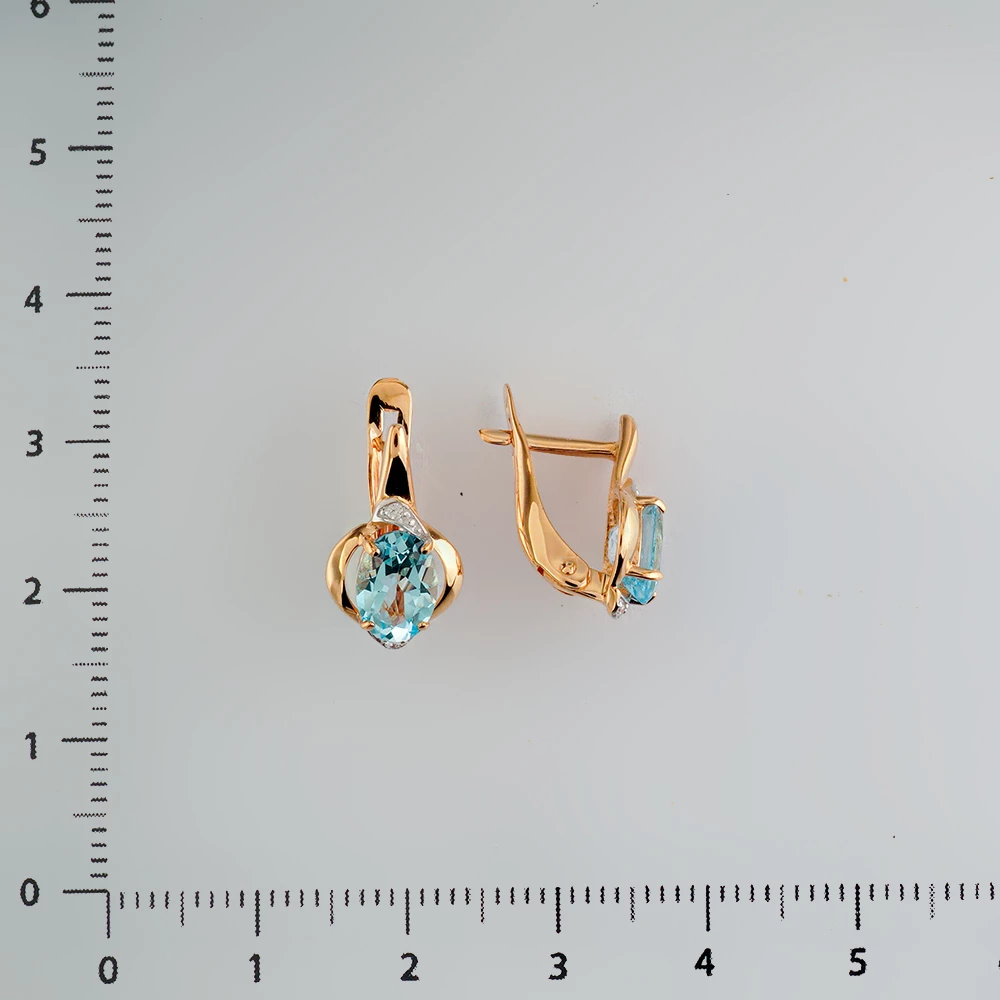 Серьги с топазом из красного золота 585 пробы