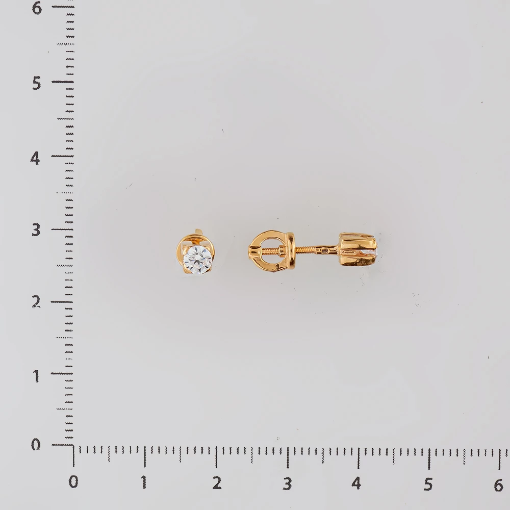 Серьги с фианитом из красного золота 585 пробы