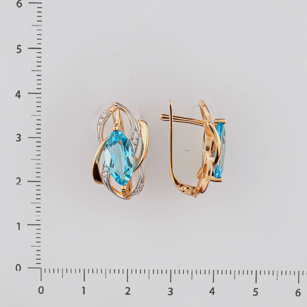 Серьги с топазом из красного золота 585 пробы