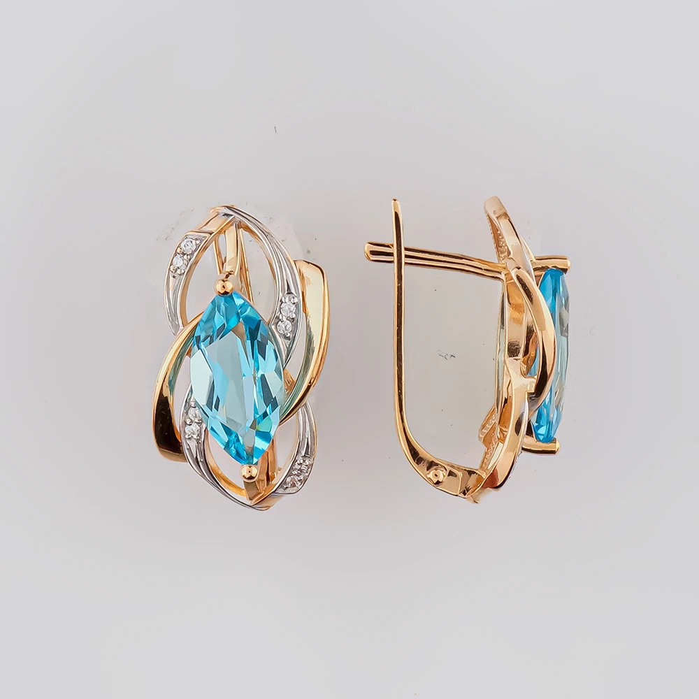 Серьги с топазом из красного золота 585 пробы