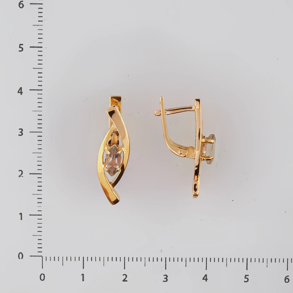 Серьги с раух-топазом из красного золота 585 пробы