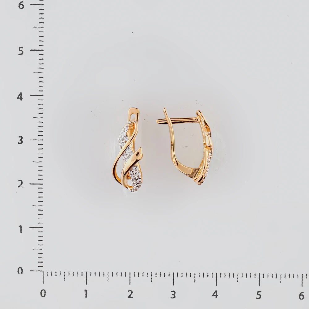 Серьги с фианитом из красного золота 585 пробы