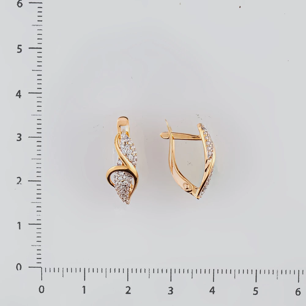 Серьги с фианитом из красного золота 585 пробы