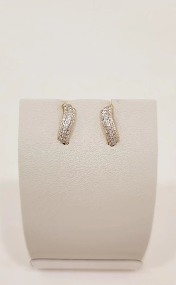 Серьги с фианитом из красного золота 585 пробы