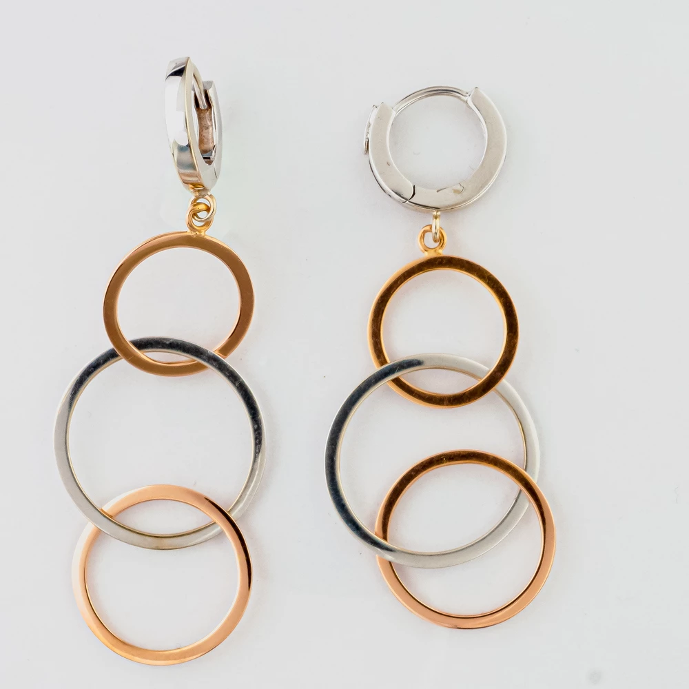 Серьги конго из красного золота 750 пробы